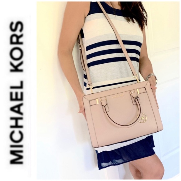 SOLD NWT authentic MK leather Dillon satchel fawn - Picture 3 of 7